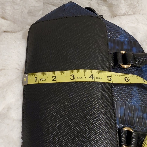 Embossed Python Small Bowler Bag Purse - Picture 10 of 11